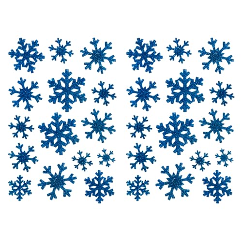 Oblique Unique Weihnachts Sticker Glitzer Schneeflocken in Xmas Aufkleber für Weihnachten Geschenk Deko Weihnachtsdeko (Dunkelblau) von Oblique Unique