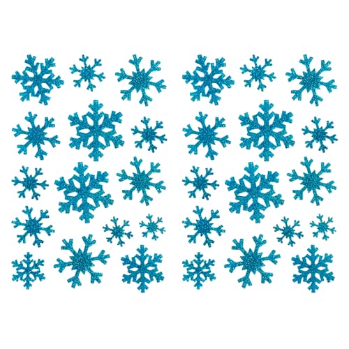 Oblique Unique Weihnachts Sticker Glitzer Schneeflocken in Xmas Aufkleber für Weihnachten Geschenk Deko Weihnachtsdeko (Türkis) von Oblique Unique