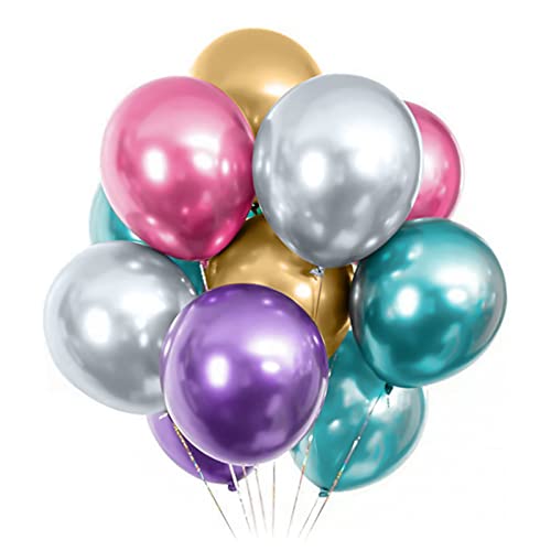 100 Stück Luftballons, Oboteny Luftballons Geburtstag, 12 Zoll(30cm) Helium Ballons, Luftballons Metallic, Fünf Farben 100% Naturlatex, Geburtstagsdeko Hochzeitsdeko Party Deko von Oboteny