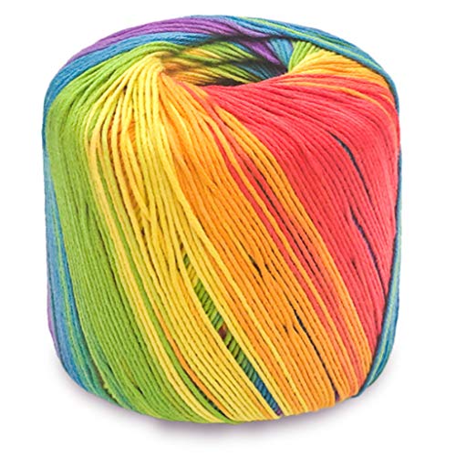 40 g/Knäuel, 8 Stränge, Fantasy-Dyed Bright Rainbow Colorful Cotton Lace Yarn Hand Knitting Crochet Thread for Shawl Scarf Sweater Garment Supplies Knitting Yarn for Beginners Thick von Obotsnoi