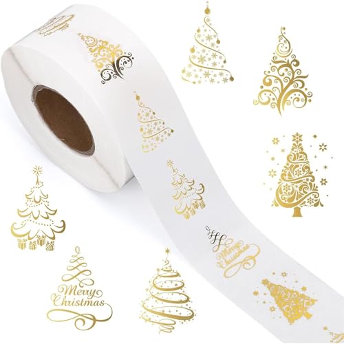 500 Stück Weihnachtsbaum-Etiketten, transparent, Scrapbooking-Aufkleber, Frohe für Karten, Geschenkboxen, Basteln, Dekoration, Frohe Versiegelungs-Etiketten, Baumdekoration von Obotsnoi