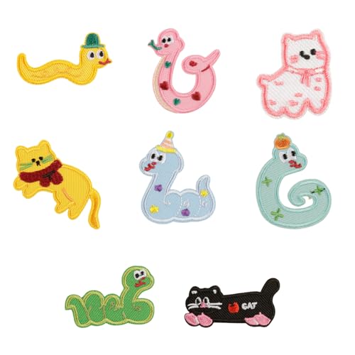 8 Stück schöne Schlangen-Reparaturflicken zum Aufbügeln, bestickte Flicken, Cartoon-Katzen, zum Aufnähen, dekorative Applikationen für Kleidung, Hut 8 Stück schöne Schlangen-Reparaturflicken zum Aufbügeln, bestickte Flicken, Cartoon-Katzen, zum Aufnähen, dekorative Applikationen für Kleidung, Hut von Obotsnoi