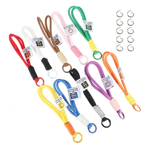 Bunte Handgelenkschlaufen, Handschlaufe für Handy-Zubehör, Kette, Schlüsselband, Schlüsselanhänger, Ersatz-Paracord-Kordel-Clip für Camping, Wandern, 10 Stück Bunte Handgelenkschlaufen, Handschlaufe für Handy-Zubehör, Kette, Schlüsselband, Schlüsselanhänger, Ersatz-Paracord-Kordel-Clip für Camping, Wandern, 10 Stück von Obotsnoi