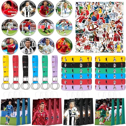 Fußball-Geburtstagsparty-Dekorationen – 98 Stück Fußball-Partyzubehör, einschließlich 12 Armbänder, 12 Schlüsselanhänger, 12 Knopfnadeln, 12 Geschenktüten, 50 Aufkleber für Fans Fußball-Geburtstagsparty-Dekorationen – 98 Stück Fußball-Partyzubehör, einschließlich 12 Armbänder, 12 Schlüsselanhänger, 12 Knopfnadeln, 12 Geschenktüten, 50 Aufkleber für Fans von Obreskov