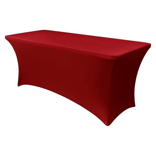 Obstal 180 cm Stretch-Husse für Standard-Klapptische, Universal-Tischabdeckung, rechteckig, Schutz für Party, Dunkelrot, ca. 183 cm Länge x 76 cm Breite x 76 cm Höhe von Obstal