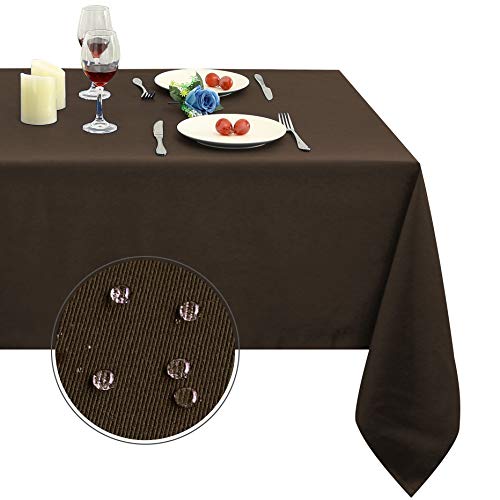Obstal 210 g/m² rechteckige Tischdecke – strapazierfähige, wasserabweisende Mikrofasertischdecke, dekorativer Stoff-Tischbezug für den Innen- und Außenbereich (Schokolade, 132 x 178 cm) von Obstal
