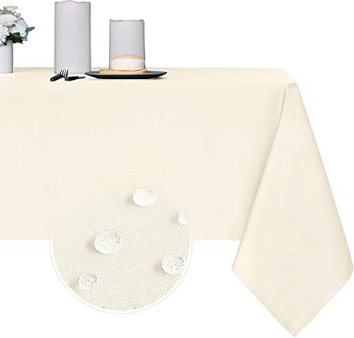 Obstal 210 g/m² rechteckige Tischdecke – strapazierfähige, wasserdichte Mikrofasertischdecke, dekorativer Stoff-Tischbezug für den Innen- und Außenbereich (elfenbeinfarben, 152,4 x 213,3 cm) von Obstal