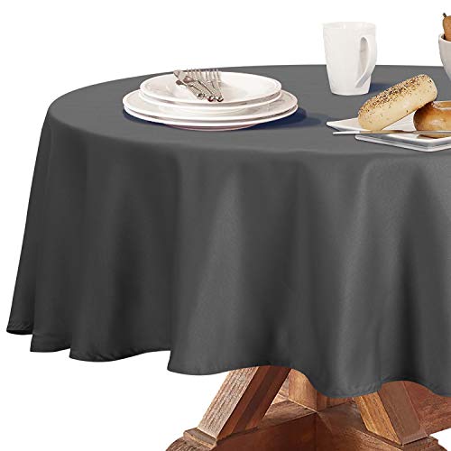 Obstal Runde Tischdecke, 210 g/m², wasserabweisende Mikrofaser-Tischdecke, dekorativer Stoff, runde Tischdecke für den Innen- und Außenbereich (Grau, 178 cm Durchmesser) von Obstal
