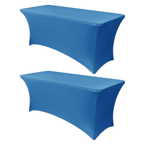 Obstal Stretch-Spandex-Tischdecke für Standard-Klapptische, 2 Stück, universell, rechteckig, für Partys, Bankette, Veranstaltungen, Messen (Aqua, 244 x 76 x 76 cm) von Obstal