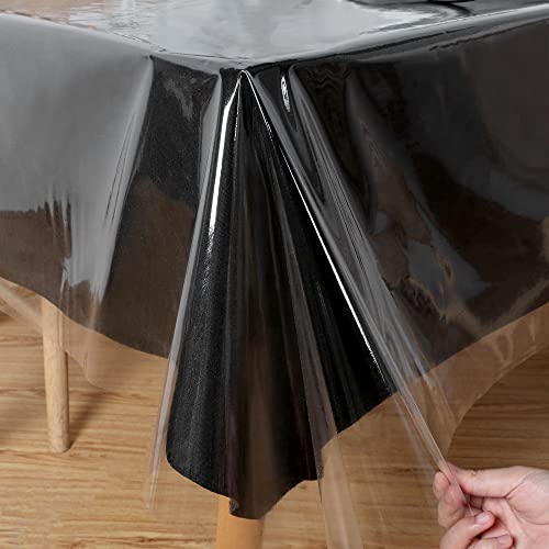 Obstal Transparente Kunststoff-Tischdecke, 137 x 198 cm, 100 % wasserdicht, öldicht, auslaufsicher, Vinyl-PVC-Tischdecke, abwischbar, rechteckig, für Esstisch, Außen- und Innenbereich, transparent von Obstal