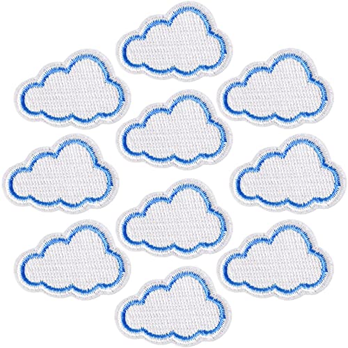 Obsummoy 10 Stück Mini-Wolken zum Aufbügeln, zum Aufnähen, kleine Wolken, bestickt, Applikationen für Kleidung, Kleid, Jacken, Rucksäcke, Hosen, Kappen, DIY, Basteln, Dekoration von Obsummoy