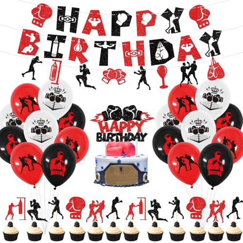 Obussgar Boxen Geburtstag Party Dekorationen - Prickelnd Boxen Geburtstag Banner, Kampf Sport Wrestling Party Supplies, Boxen Match Theme Party Supplies für Geburtstag Party Obussgar Boxen Geburtstag Party Dekorationen - Prickelnd Boxen Geburtstag Banner, Kampf Sport Wrestling Party Supplies, Boxen Match Theme Party Supplies für Geburtstag Party von Obussgar