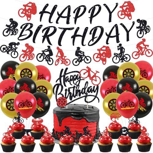 Obussgar Fahrräder Geburtstag Party Dekorationen - Fahrräder Party Zubehör einschließlich Banner, Cake Toppers, Luftballons Obussgar Fahrräder Geburtstag Party Dekorationen - Fahrräder Party Zubehör einschließlich Banner, Cake Toppers, Luftballons von Obussgar
