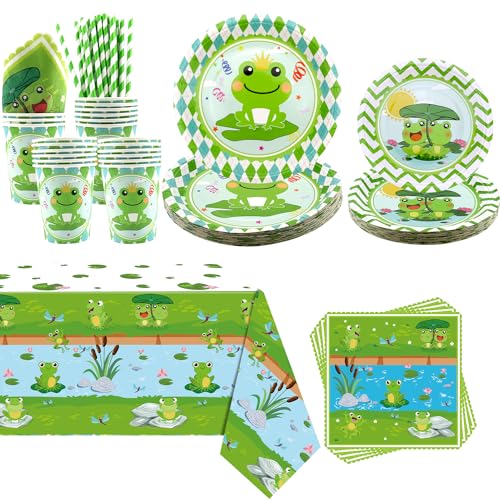 Obussgar Frosch Geburtstag Party Dekorationen - Frosch Party Supplies einschließlich Teller, Becher, Servietten, Strohhalme, Tischdecke - Serves 20 Obussgar Frosch Geburtstag Party Dekorationen - Frosch Party Supplies einschließlich Teller, Becher, Servietten, Strohhalme, Tischdecke - Serves 20 von Obussgar