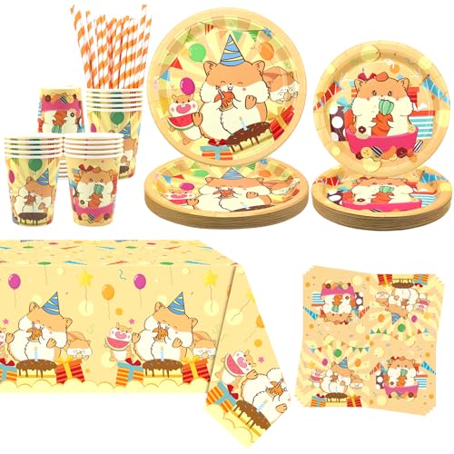 Obussgar Hamster Party Dekoration - Hamster Geburtstag Party Geschirr Supplies Enthält Teller, Becher, Servietten, Tischdecke, Strohhalme - Serves 20 Obussgar Hamster Party Dekoration - Hamster Geburtstag Party Geschirr Supplies Enthält Teller, Becher, Servietten, Tischdecke, Strohhalme - Serves 20 von Obussgar