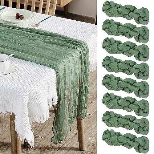 Obussgar Käsetuch-Tischläufer, 4,6 m, Boho-Gaze-Käsetuch-Tischläufer, 8er-Pack, 88,9 x 439,8 cm, transparenter Stoff, salbeigrüner Tischläufer, Großpackung für Hochzeit, Babyparty, Geburtstagsfeier Obussgar Käsetuch-Tischläufer, 4,6 m, Boho-Gaze-Käsetuch-Tischläufer, 8er-Pack, 88,9 x 439,8 cm, transparenter Stoff, salbeigrüner Tischläufer, Großpackung für Hochzeit, Babyparty, Geburtstagsfeier von Obussgar