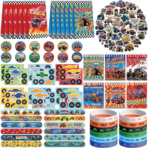 Obussgar Monster Truck Party Favor Supplies einschließlich Monster Truck Thema Geschenk-Taschen, Aufkleber, Abzeichen, Armbänder, für Kindergeburtstag Party Supplies Obussgar Monster Truck Party Favor Supplies einschließlich Monster Truck Thema Geschenk-Taschen, Aufkleber, Abzeichen, Armbänder, für Kindergeburtstag Party Supplies von Obussgar