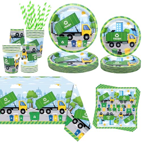 Obussgar Müllwagen Party Dekoration - Müllwagen Geburtstag Party Geschirr Supplies Enthält Teller, Becher, Servietten, Tischdecke, Strohhalme - Serves 20 Obussgar Müllwagen Party Dekoration - Müllwagen Geburtstag Party Geschirr Supplies Enthält Teller, Becher, Servietten, Tischdecke, Strohhalme - Serves 20 von Obussgar