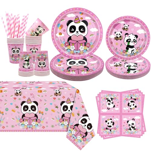 Obussgar Panda Geburtstag Party Dekorationen - Panda Party Supplies einschließlich Teller, Becher, Servietten, Strohhalme, Tischdecke - Serves 20 Obussgar Panda Geburtstag Party Dekorationen - Panda Party Supplies einschließlich Teller, Becher, Servietten, Strohhalme, Tischdecke - Serves 20 von Obussgar