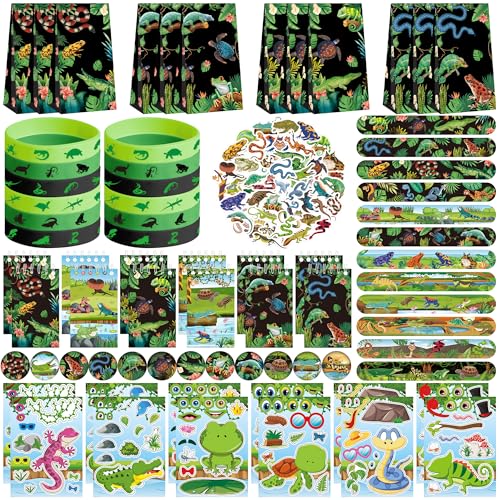 Obussgar Reptil Party Favor Supplies einschließlich Reptil-Geschenk-Taschen, Aufkleber, Abzeichen, Armbänder für Kinder Geburtstag Party Supplies Obussgar Reptil Party Favor Supplies einschließlich Reptil-Geschenk-Taschen, Aufkleber, Abzeichen, Armbänder für Kinder Geburtstag Party Supplies von Obussgar