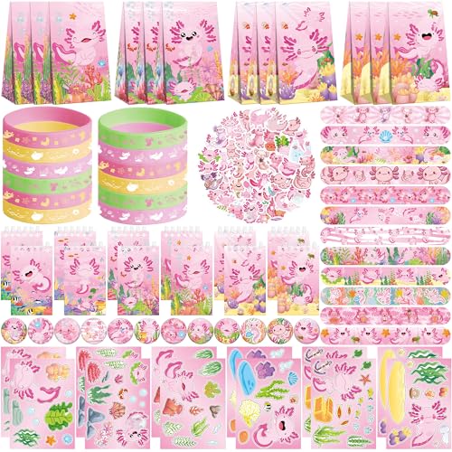 Obussgar Rosa Axolotl Partyzubehör inklusive Axolotl Geschenktüten, Aufkleber, Abzeichen, Armbänder für Axolotl-Themengeburtstagsfeier Obussgar Rosa Axolotl Partyzubehör inklusive Axolotl Geschenktüten, Aufkleber, Abzeichen, Armbänder für Axolotl-Themengeburtstagsfeier von Obussgar