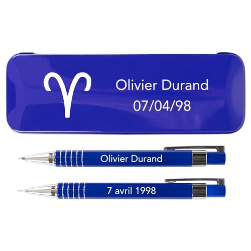 Ocadeau Set bestehend aus 2 Stiften, einem Kugelschreiber und einem Druckbleistift in Blau zum Selbstgestalten von Ocadeau