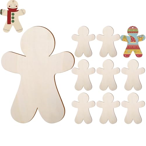 Holz Weihnachtsdeko Ausschneidefiguren - 10 Stücke Weihnachten Unbehandelte Holzornamente - Blanko Aufhängbare Deko Für Wand Fenster Zuhause Hochzeit Party von Ocastuted