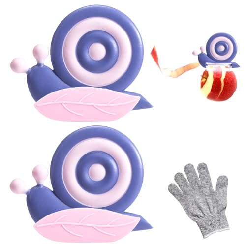 2 Stück Kinder SchäLer und 1 Stück Schutzhandschuhe, Sparschäler Kinder, ApfelschäLer In Schneckenform, Passend für Tupperware Sparschäler, Spargelschäler für Wmf (violett) von Occupaternm