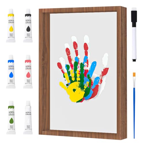 Occzin Familien Handabdruck Set,Clear Family Handprint Frame,Fußabdruck Set Baby und Handabdruck Familie mit Platz für 4,Bild zum Malen des, Dekoration für Baby- & Kleinkinderzimmer (Brown) von Occzin