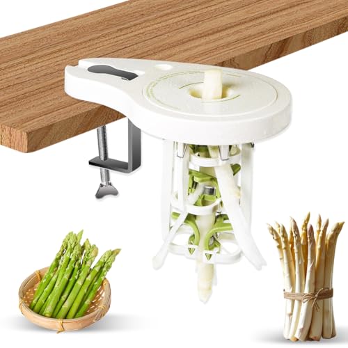 Spargelschäler mit 6 Präzisionsklingen, Schraubzwinge & Stößel, manuelleler stromloser Schäler für Spargel, Spargelschäler, spargelschälmaschine für Grünen und Weißen Spargel von Occzin