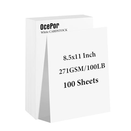 100 Blatt weißer Karton, 21,6 x 27,9 cm, 45,4 kg/271 g/m², dickes Zertifikatpapier, schweres Druckpapier für Lebenslauf, Drucker, Sammelalben, Kunst, Handwerk, Visitenkarten, Einladungen 100 Blatt weißer Karton, 21,6 x 27,9 cm, 45,4 kg/271 g/m², dickes Zertifikatpapier, schweres Druckpapier für Lebenslauf, Drucker, Sammelalben, Kunst, Handwerk, Visitenkarten, Einladungen von OcePor