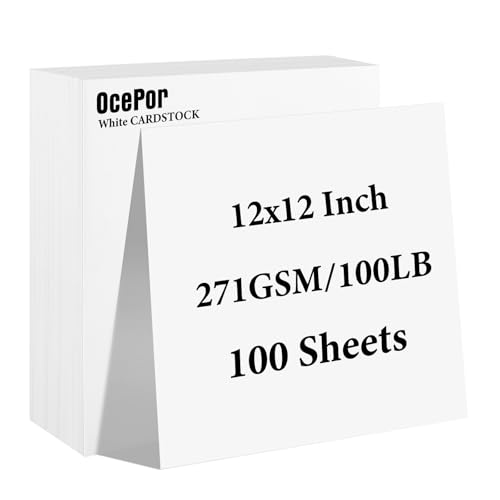 100 Blatt weißer Karton, 30,5 x 30,5 cm, 45,4 kg/271 g/m², dickes Zertifikatpapier, schweres Druckpapier für Lebenslauf, Drucker, Sammelalben, Kunst, Handwerk, Visitenkarten, Einladungen 100 Blatt weißer Karton, 30,5 x 30,5 cm, 45,4 kg/271 g/m², dickes Zertifikatpapier, schweres Druckpapier für Lebenslauf, Drucker, Sammelalben, Kunst, Handwerk, Visitenkarten, Einladungen von OcePor
