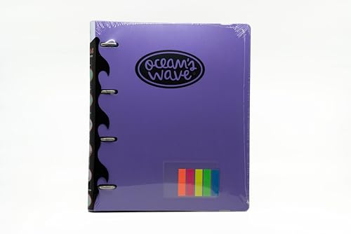 Oceans Wave - Carpetablock A4 mit 4 Ringen - Schulordner mit Gummiverschluss - enthält 80 Blätter, Dokumentenmappe, Etui - Ordner mit Plastikhüllen und Trennblättern, Violett Oceans Wave - Carpetablock A4 mit 4 Ringen - Schulordner mit Gummiverschluss - enthält 80 Blätter, Dokumentenmappe, Etui - Ordner mit Plastikhüllen und Trennblättern, Violett von Ocean's Wave
