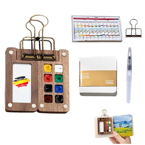 Skizzenbuch Palette aus Holz, Tragbare Aquarell Palette, Reise, Tragbares Mini-Aquarell-Paletten-Set, Tragbares Mini-Aquarell-Paletten-Set, für Maler, Künstler und Studenten Skizzenbuch Palette aus Holz, Tragbare Aquarell Palette, Reise, Tragbares Mini-Aquarell-Paletten-Set, Tragbares Mini-Aquarell-Paletten-Set, für Maler, Künstler und Studenten von Ockyunoo