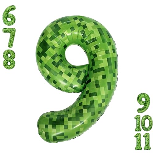 Videospielballon Nummer 9, verschiedene Schattierungen von Grün, Zahlenballons für Spiel, Geburtstagsdekorationen, Pixelspiel, Partyzubehör, 9 Zahlenballon Videospielballon Nummer 9, verschiedene Schattierungen von Grün, Zahlenballons für Spiel, Geburtstagsdekorationen, Pixelspiel, Partyzubehör, 9 Zahlenballon von Ocnova