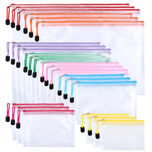 OctBird 24 Stück Transparente Reißverschlusstaschen,8 Größen,Mehrfarbe,Reißverschluss Dokumententaschen,Dokumententasche Kunststoff für Schule, Zuhause, Büro,Reisen, Mesh Datei Taschen OctBird 24 Stück Transparente Reißverschlusstaschen,8 Größen,Mehrfarbe,Reißverschluss Dokumententaschen,Dokumententasche Kunststoff für Schule, Zuhause, Büro,Reisen, Mesh Datei Taschen von OctBird