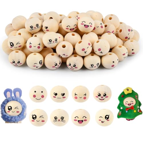 OctBird 80 Stück 8 Stile Holzperlen mit Gesicht,Lächelndes Gesicht Holzperlen 20mm,Natur Holzköpfe für DIY Bastelarbeiten Schmuck Armband Halskette Sorgenwürmchen, Naturholzperlen mit Gesicht OctBird 80 Stück 8 Stile Holzperlen mit Gesicht,Lächelndes Gesicht Holzperlen 20mm,Natur Holzköpfe für DIY Bastelarbeiten Schmuck Armband Halskette Sorgenwürmchen, Naturholzperlen mit Gesicht von OctBird