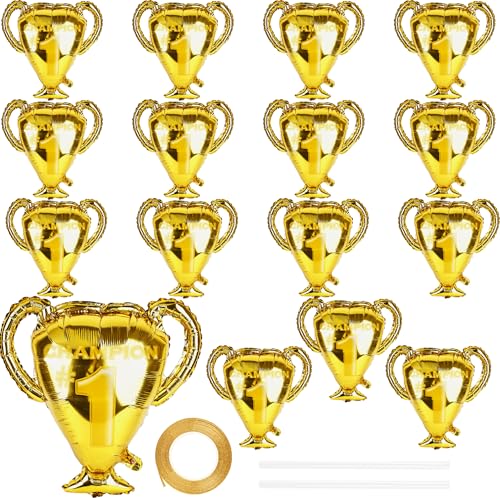 16 Stück Gold Champion Folienballon Champion Trophäe Ballons für den ersten Preis Sport Basketball Fußball Jubiläum Spiel Geburtstag Party Dekorationen von Octaday