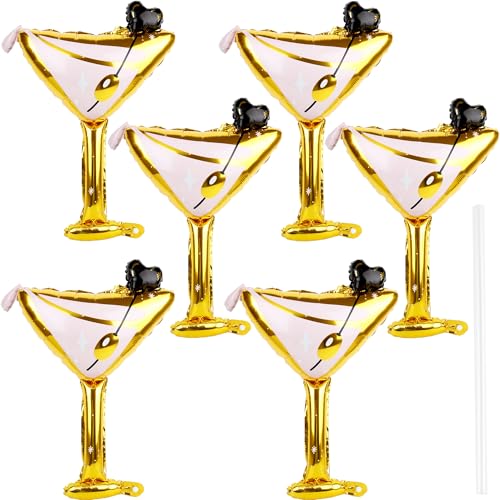 Martini-Ballon, Martini-Aluminium-Ballon, realistische Martini-Glasballons für Geburtstag, Hochzeit, Junggesellenabschied, Dekoration, Cocktail-Ballon, 6 Stück von Octaday