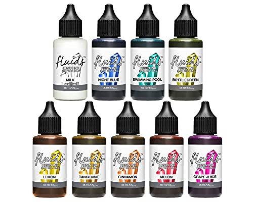 Octopus Fluids Resin Ink Set LIGHT, Alcohol Ink für Epoxidharz und UV-Resin, 9x 30 ml von Octopus Fluids