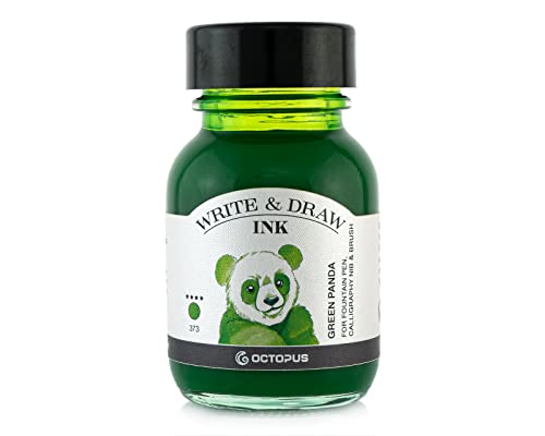 Octopus Write and Draw Ink 373 Green Panda, wasserfeste Tinte zum Schreiben und Zeichnen, Kalligraphietinte, lichtechte Zeichentusche für Füllhalter, grün, 50 ml von Octopus Fluids