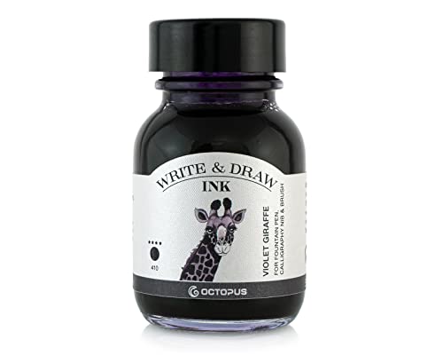 Octopus Write and Draw Ink 410 Violet Giraffe, wasserfeste Tinte zum Schreiben und Zeichnen, Kalligraphietinte, lichtechte Zeichentusche für Füllhalter, lila, 50 ml von Octopus Fluids