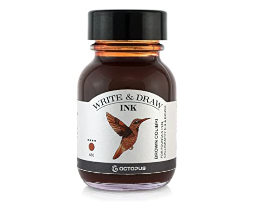 Octopus Write and Draw Ink 480 Brown Colibri, wasserfeste Tinte zum Schreiben und Zeichnen, Kalligraphietinte, lichtechte Zeichentusche für Füllhalter, braun, 50 ml Octopus Write and Draw Ink 480 Brown Colibri, wasserfeste Tinte zum Schreiben und Zeichnen, Kalligraphietinte, lichtechte Zeichentusche für Füllhalter, braun, 50 ml von Octopus Fluids