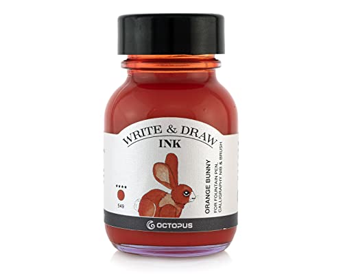 Octopus Write and Draw Ink 549 Orange Bunny - wasserfeste Tinte zum Schreiben und Zeichnen - Kalligraphische Tinte, lichtechte Malkarte für Füllfederhalter, orange, 50 ml von Octopus Fluids