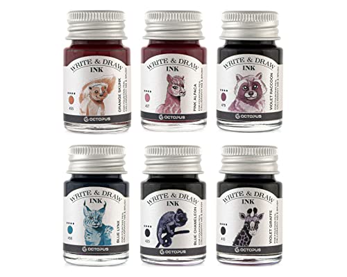 Octopus Write and Draw Ink Set HORIZON, wasserfeste Tinte zum Schreiben und Zeichnen, Kalligraphietinte, Zeichentusche für Füllhalter, 6x10 ml Octopus Write and Draw Ink Set HORIZON, wasserfeste Tinte zum Schreiben und Zeichnen, Kalligraphietinte, Zeichentusche für Füllhalter, 6x10 ml von Octopus Fluids