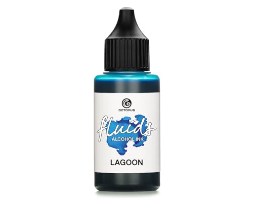 30ml Fluids Alcohol Ink LAGOON, Alkoholtinte für Fluid Art und Resin, blau von Octopus