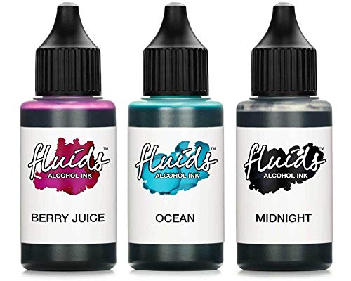 Octopus 3X 30 ml Fluids Alcohol Ink Set Berry Juice, Ocean, Midnight Alkohol Ink, Alkoholtinte für Fluid Art, Resin Art und Epoxidharz Farbe von Octopus