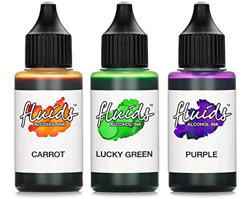 Octopus 3X 30 ml Fluids Alcohol Ink Set Carrot, Lucky Green, Purple Alkohol Ink, Alkoholtinte für Fluid Art, Resin Art und Epoxidharz Farbe Octopus 3X 30 ml Fluids Alcohol Ink Set Carrot, Lucky Green, Purple Alkohol Ink, Alkoholtinte für Fluid Art, Resin Art und Epoxidharz Farbe von Octopus