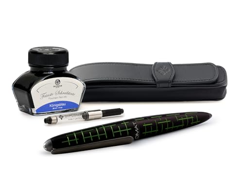 Diplomat Elox Matrix Grün Füllhalter Set mit Edelstahlfeder M, Füllhaltertinte in Königsblau und Stift-Etui aus Echtleder, Füllfederhalter, Füller Diplomat Elox Matrix Grün Füllhalter Set mit Edelstahlfeder M, Füllhaltertinte in Königsblau und Stift-Etui aus Echtleder, Füllfederhalter, Füller von Octopus