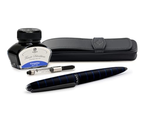 Diplomat Elox Ring Blau Füllhalter Set mit Edelstahlfeder M, Füllhaltertinte in Königsblau und Stift-Etui aus Echtleder, Füllfederhalter, Füller Diplomat Elox Ring Blau Füllhalter Set mit Edelstahlfeder M, Füllhaltertinte in Königsblau und Stift-Etui aus Echtleder, Füllfederhalter, Füller von Octopus